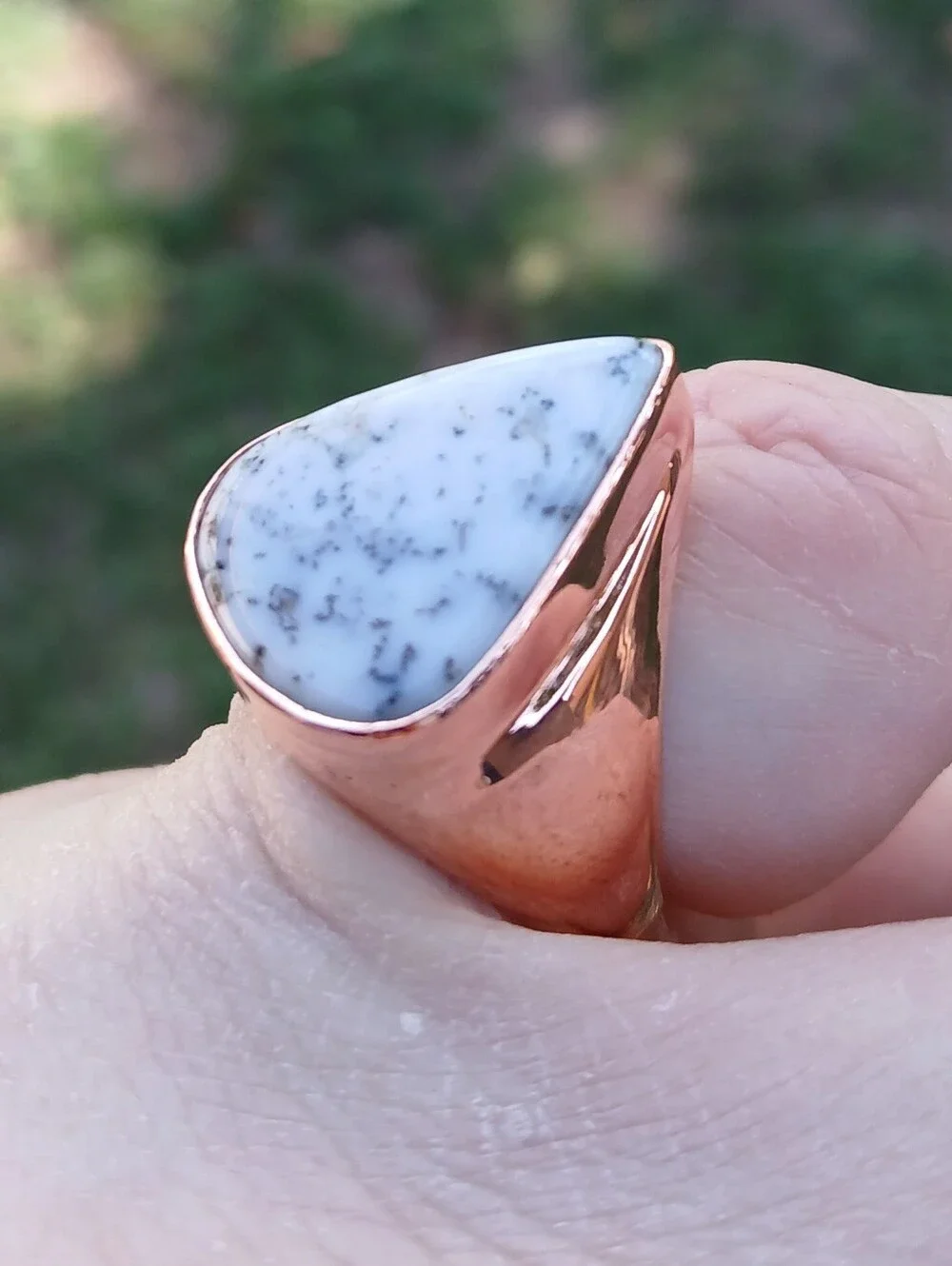 New Men's Dendritic Opal Copper Ring.